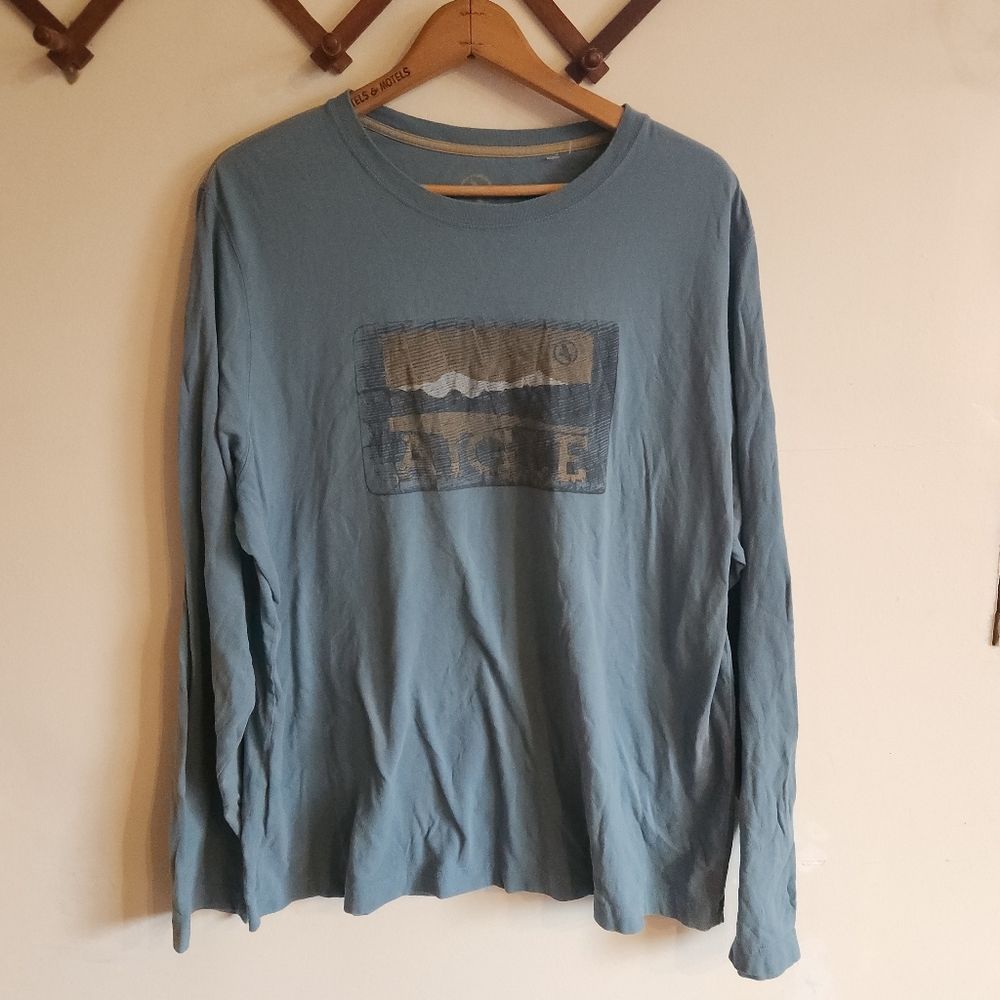 Aigle Blue Long Sleeve Tee Graphic T-Shirt Citton Xl
